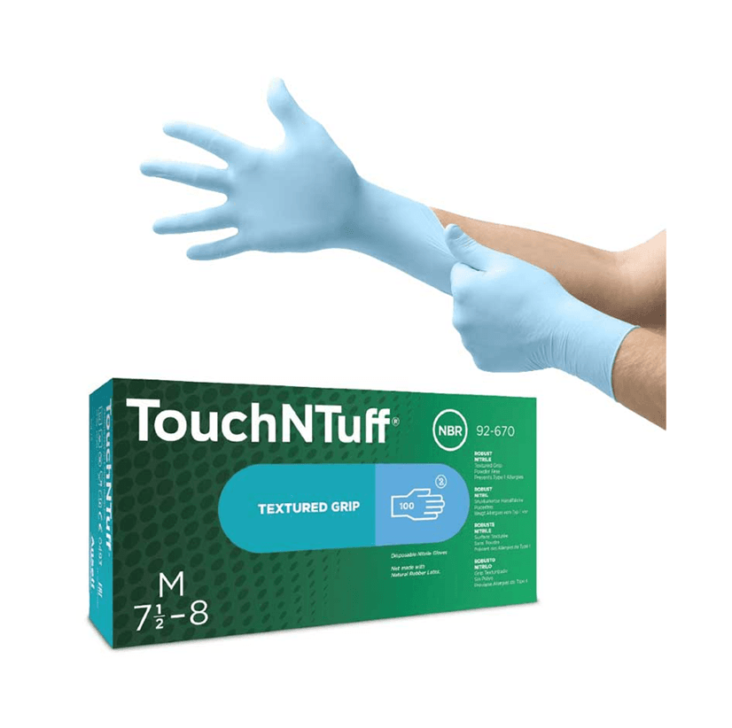 Ansell TouchNTuff® 92‑670 Blue Powder‑Free Nitrile Disposable Gloves