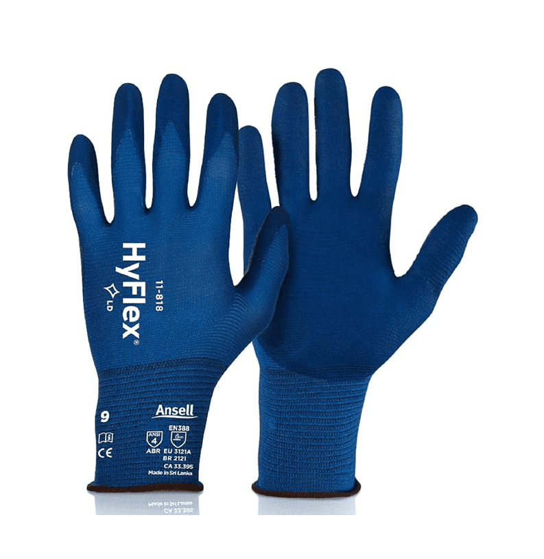 Ansell Ansell HyFlex 11‑818 Blue Nylon Spandex Abrasion Resistant Gloves