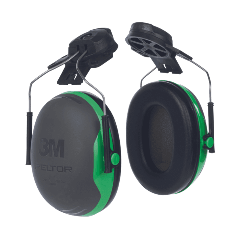 3M 3M PELTOR X1 Earmuffs X1P3E – Hard Hat Attached Hearing Protection, 21dB NRR, Slim Design, Green/Black, 10 EA/Case
