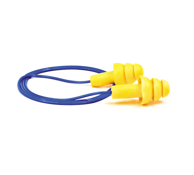3M 3M E-A-R UltraFit Corded Earplugs 340-4002 – Reusable Triple-Flange Hearing Protection, 25dB NRR, Soft Polymer, 50 Pair/Box