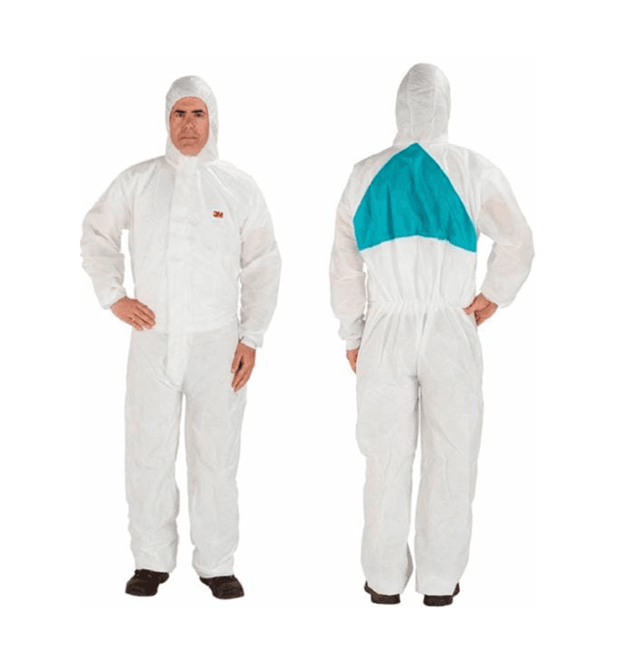 3M 3M Protective Coverall 4520 – Type 5/6 Breathable SMMMS Protection, Lightweight 43gsm Anti-Static Worksuit, White with Green Back Panel