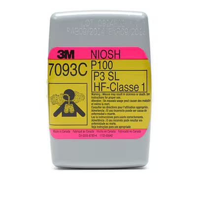 3M 3M™ Hydrogen Fluoride Cartridge/Filter 7093C, P100, with Nuisance Level Organic Vapor and Acid Gas Relief, 60 EA/Case