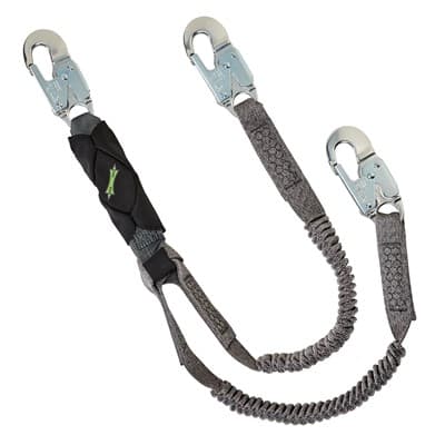 MSA Safety MSA V-Series Stretch Twin-Leg Energy Absorbing Lanyard, 6′, 36C Small Snaphooks