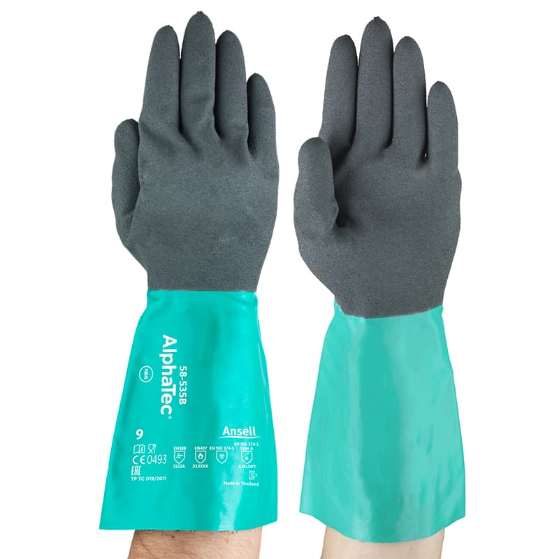Ansell Ansell AlphaTec® 58-535B Chemical gloves with added grip and extended safety cuffs