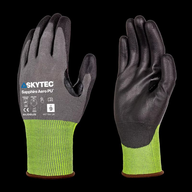Skytec Skytec Sapphire Aero PU Ultra Lightweight Glass Fibre Free Glove Offering Medium Level Cut Resistance with a PU Coated Grip Palm