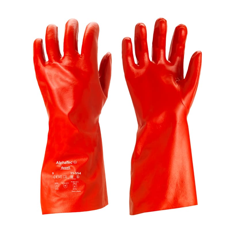 Ansell Ansell AlphaTec 15-554 Red PVA-Coated Chemical Resistant Gloves