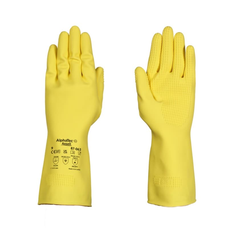 Ansell Ansell AlphaTec 87-063 Chemical-Resistant Food-Safe Latex Rubber Gloves