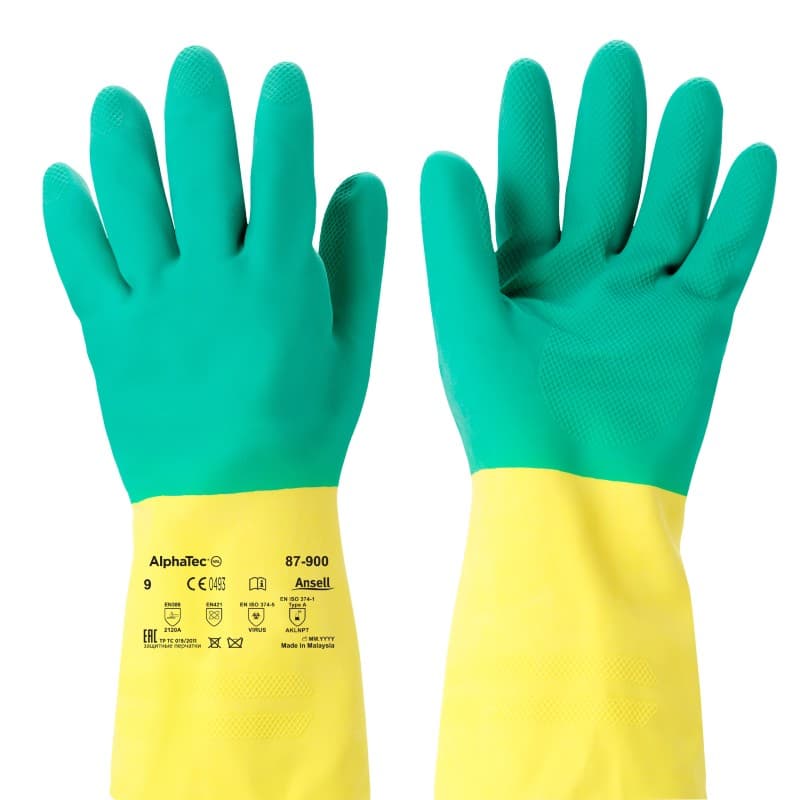 Ansell Ansell AlphaTec 87-900 Bi-Colour Chemical-Resistant Gauntlet Gloves