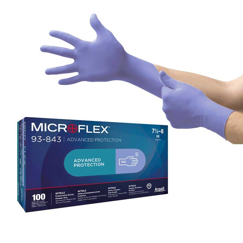 Ansell Ansell Microflex 93-843 Disposable Powder-Free Nitrile Gloves