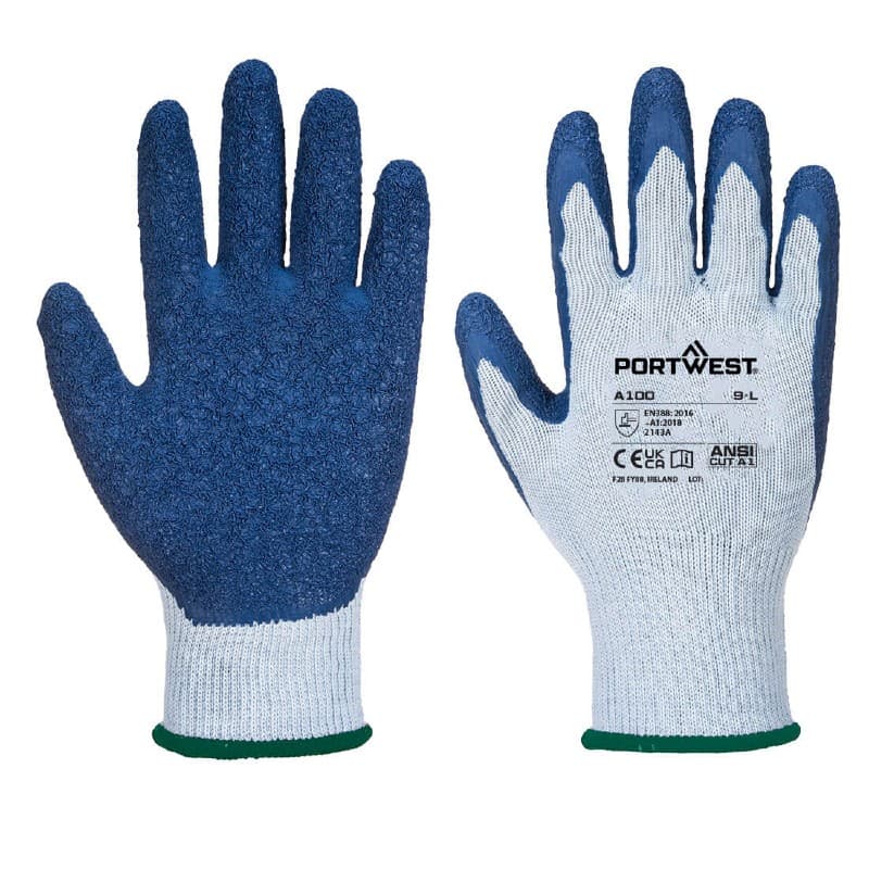 Portwest Portwest A100 Latex-Coated Grip Gloves (Grey/Blue)