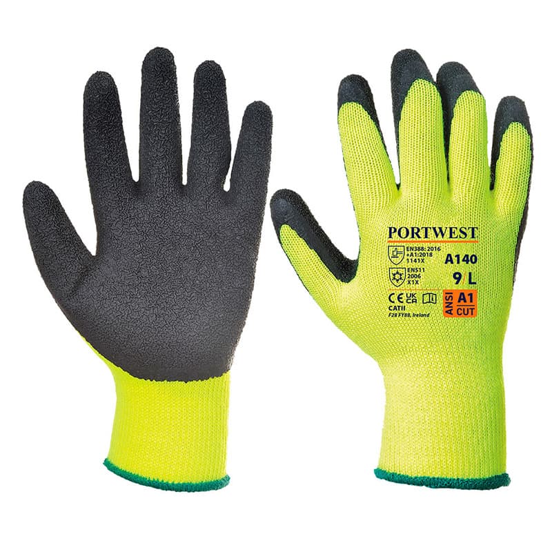 Portwest Portwest A140 Thermal Grip Black and Yellow Gloves