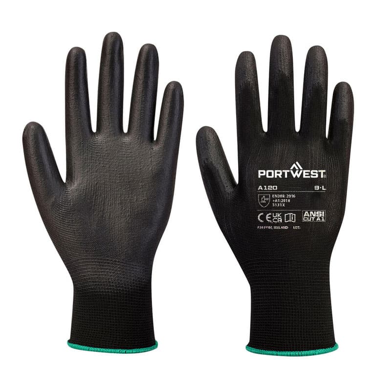 Portwest Portwest A120 Black PU Palm Gloves