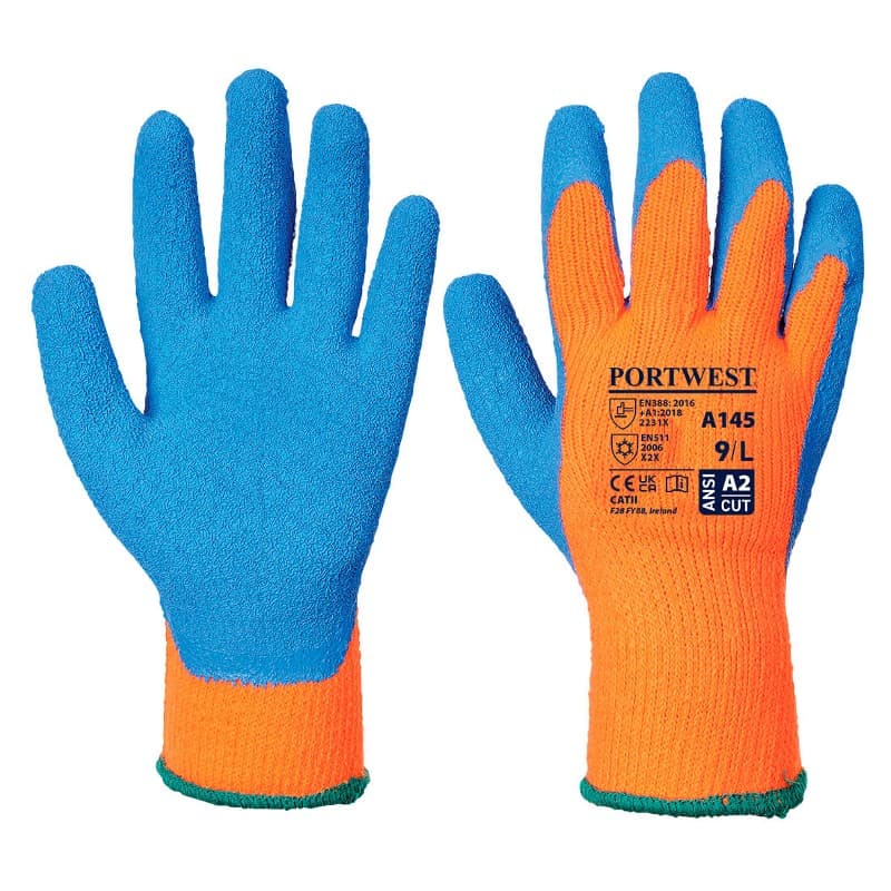 Portwest Portwest A145 Thermal Grip Gloves (Orange/Blue)