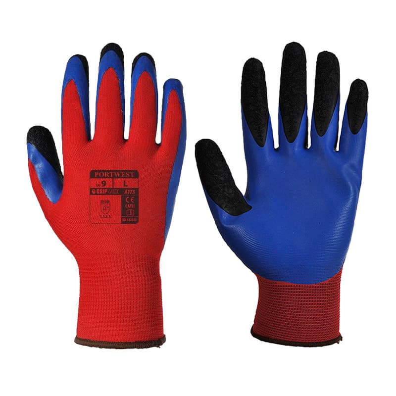 Portwest Portwest A175 Duo-Flex Latex Handling Red and Blue Gloves