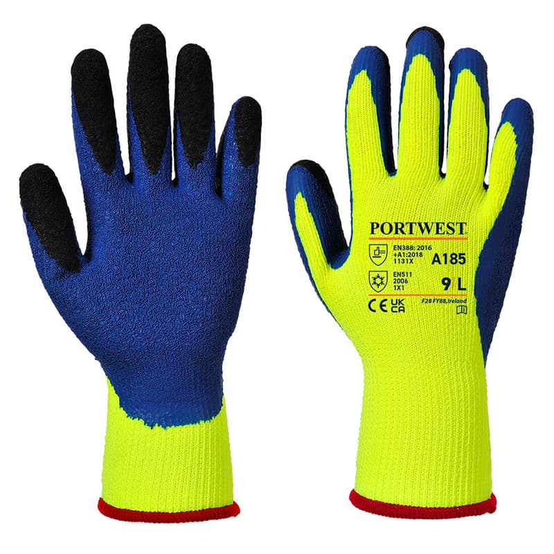 Portwest Portwest A185 Thermal Latex Yellow and Blue Gloves