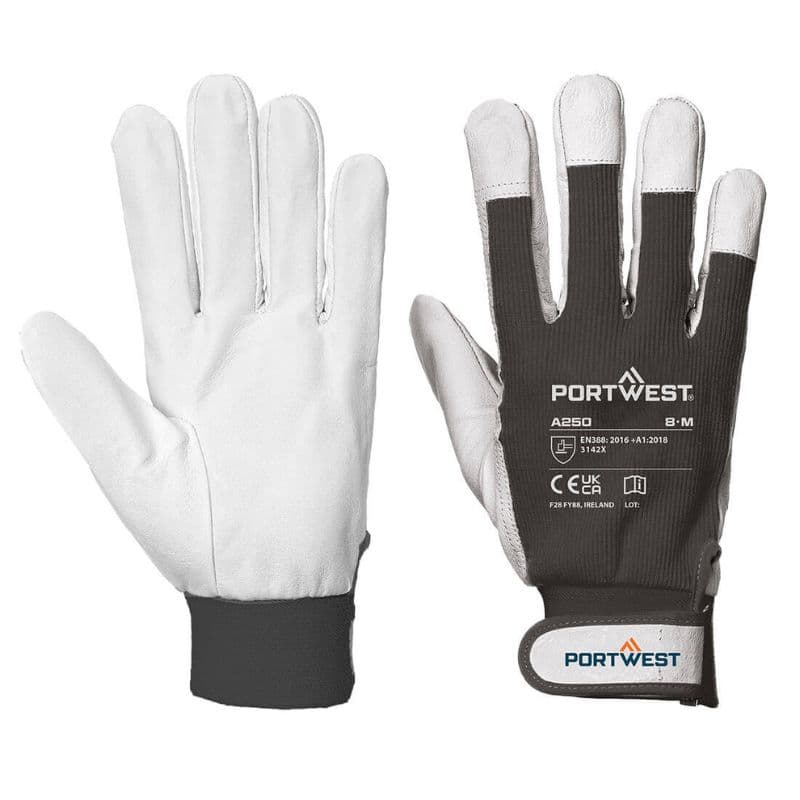 Portwest Portwest A250 Tergsus XX-Large Durable Leather Work Gloves (Black)