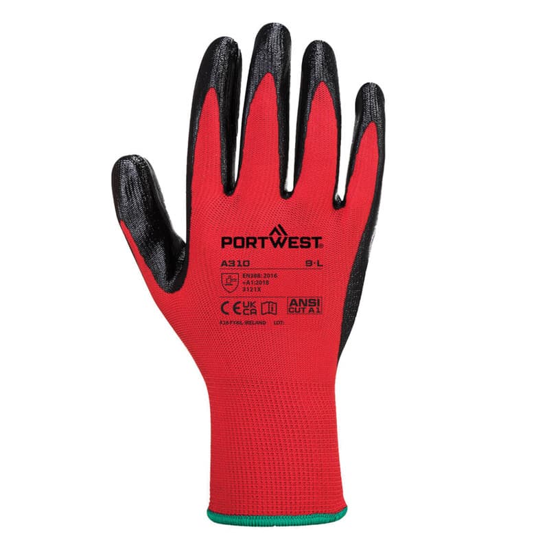 Portwest Portwest A310 Flexo Grip Nitrile Red and Black Gloves