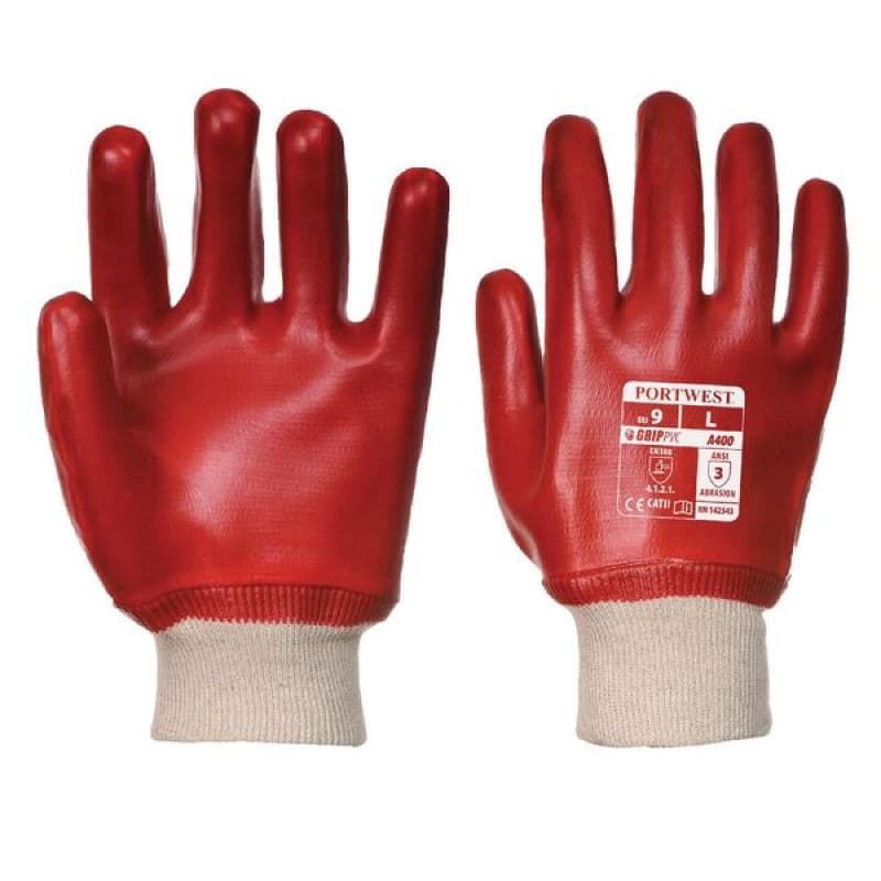Portwest Portwest A400 Oil-Resistant PVC Red Gloves