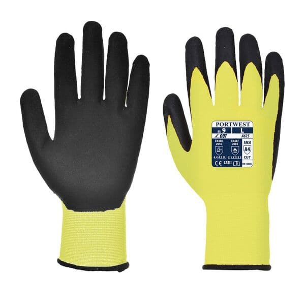 Portwest Portwest A625 Hi-Vis Cut-Resistant Yellow and Black Gloves