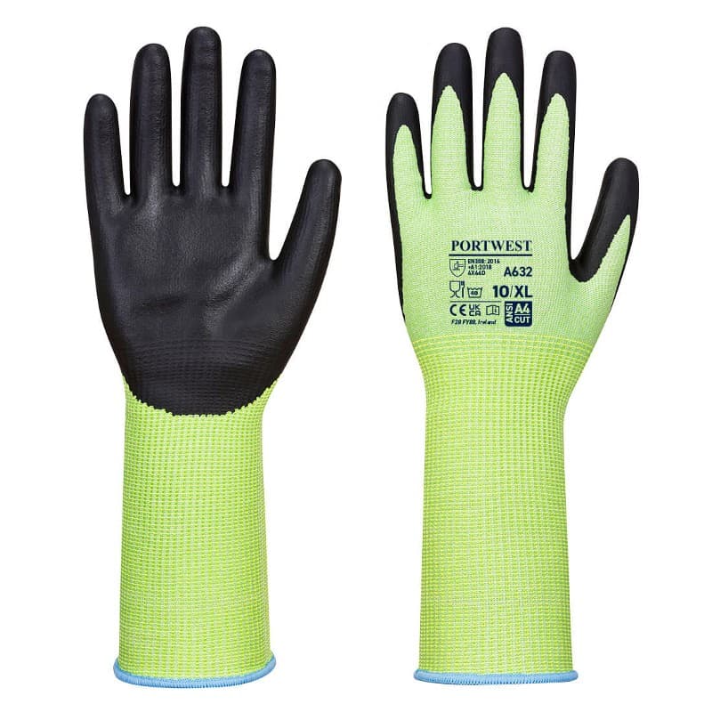 Portwest Portwest A632 Green Vis-Tex Cut Resistant Long Cuff Gloves