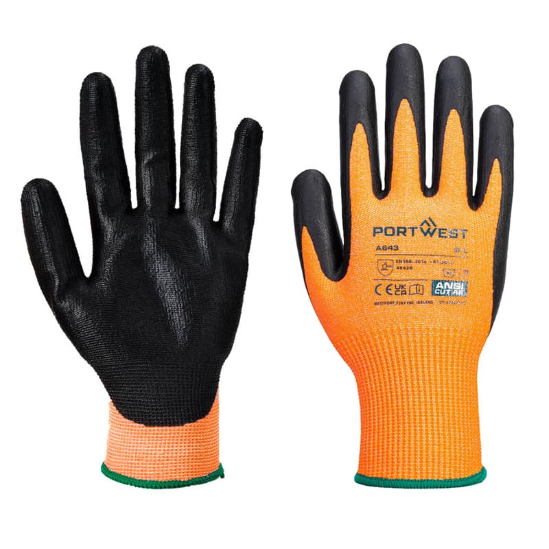 Portwest Portwest A643 Amber Cut-Resistant Nitrile Foam Coated Gloves
