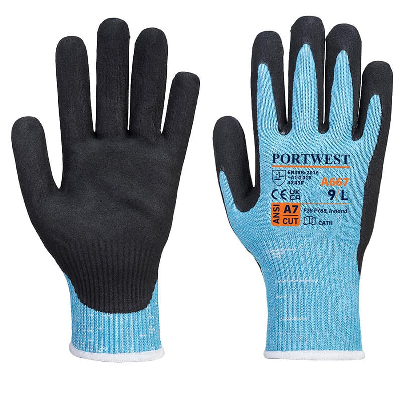 Portwest Portwest A667 Claymore AHR Blue and Black Cut Level F Gloves