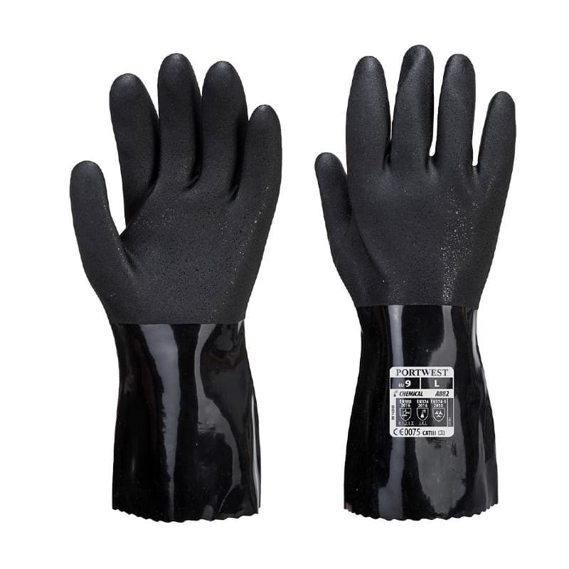 Portwest Portwest A882 ESD PVC Black Chemical Gauntlets