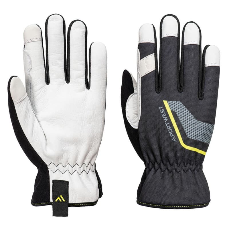 Portwest Portwest A775 Stretch Utility Leather Mechanics Gloves (Black)
