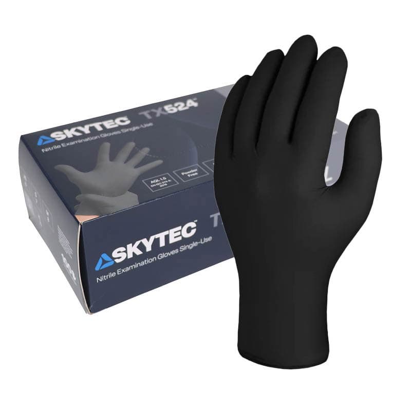 Skytec Skytec TX524 Powder-Free Black Medical Examination Gloves (Box of 100)