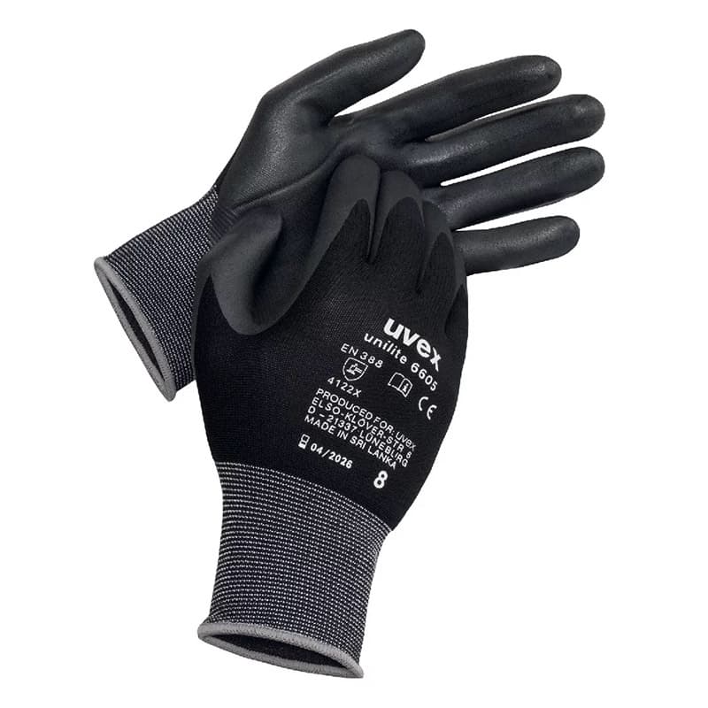 Uvex Uvex 6605 Unilite Lightweight Black Handling and Assembly Gloves